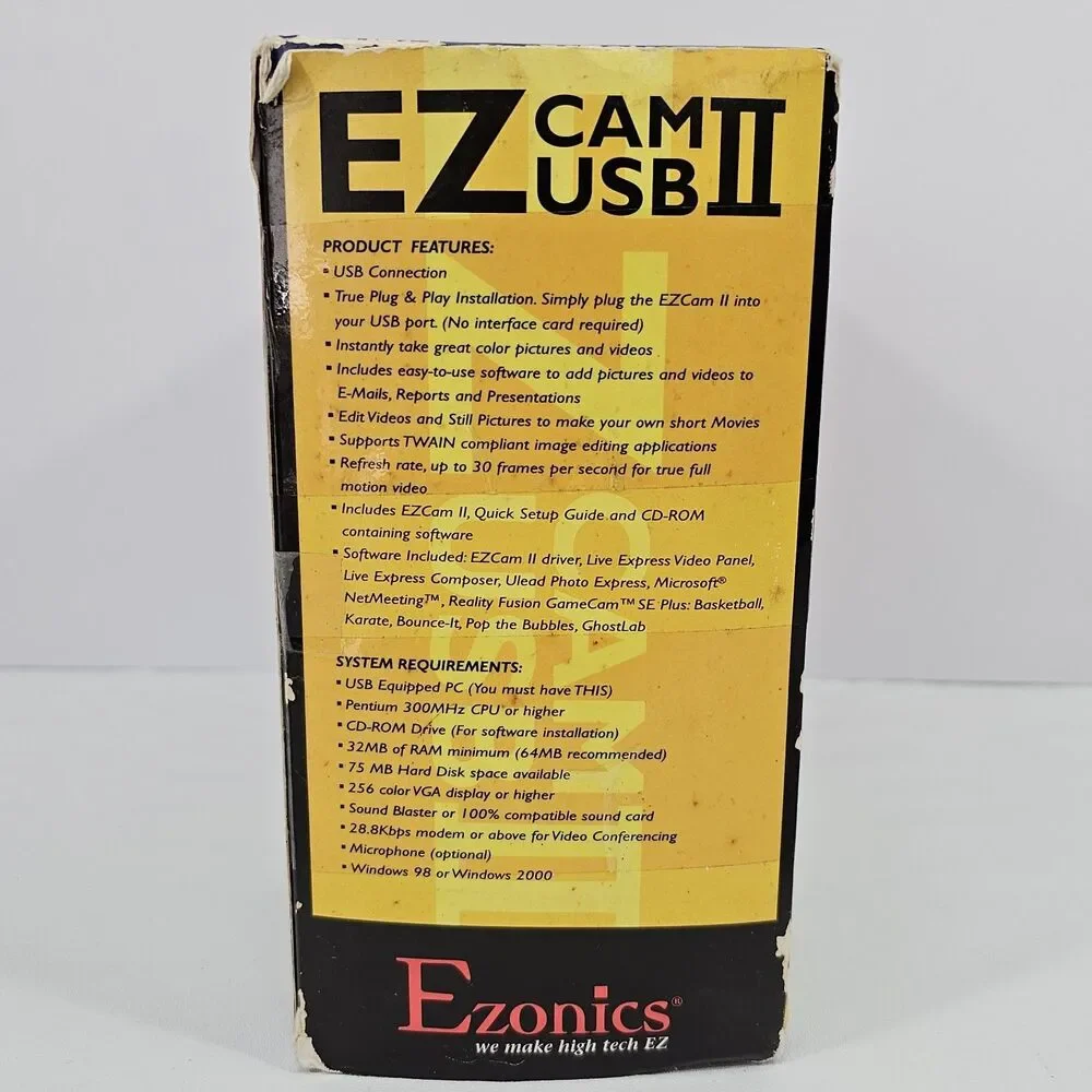 Vintage Ezonics EZCam III USB Model EZ-306 Beige 3-in-1 PC Web Camera Open Box